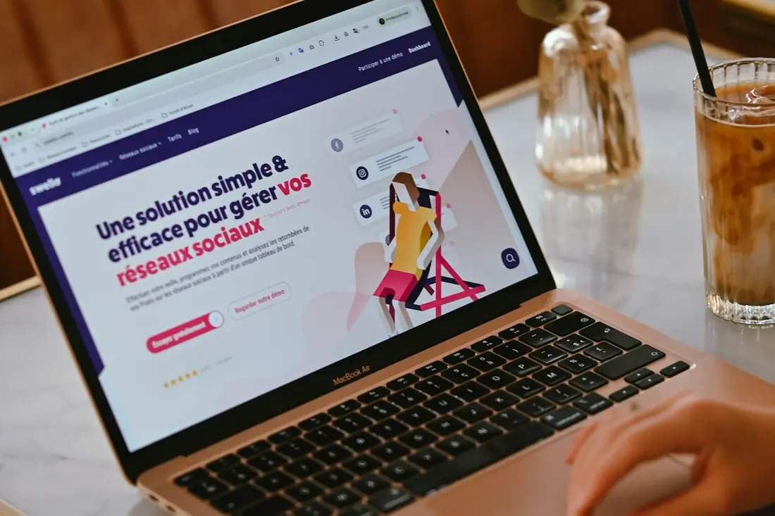 A laptop showing a website