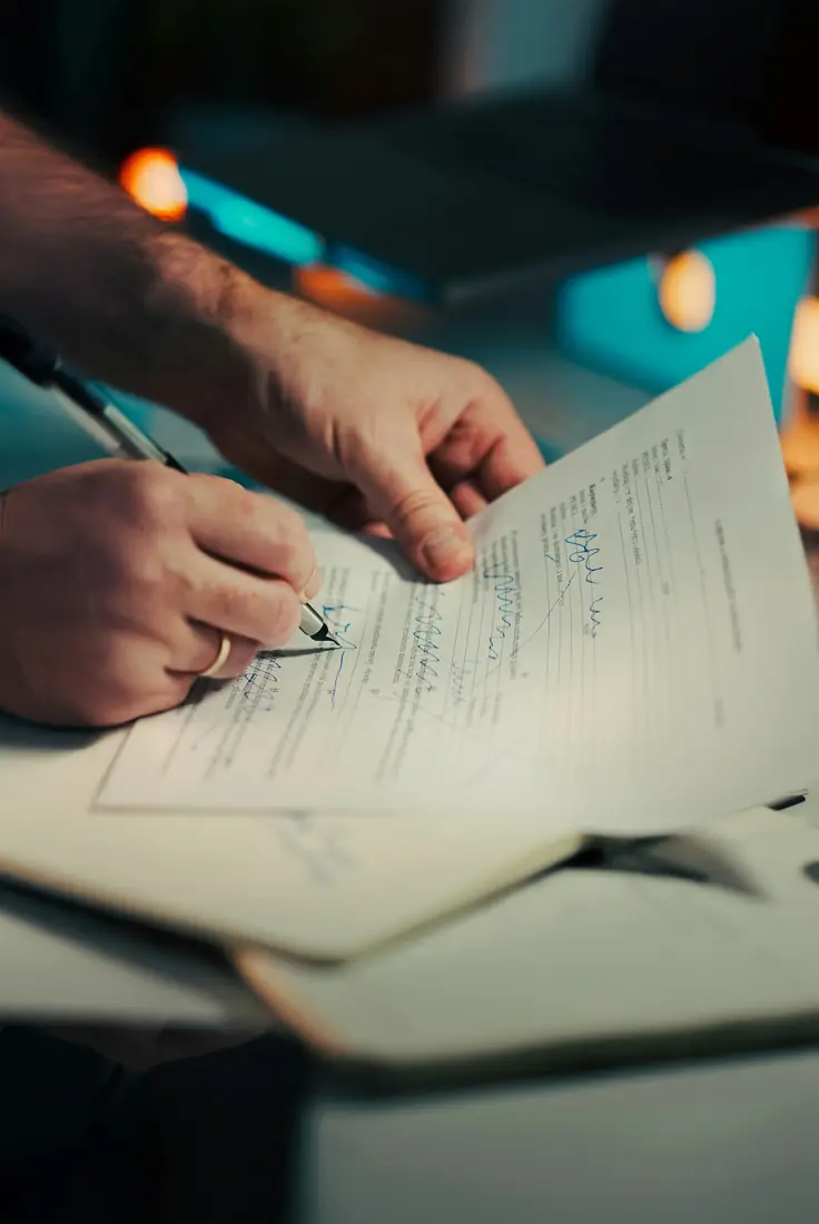 A person signing a document